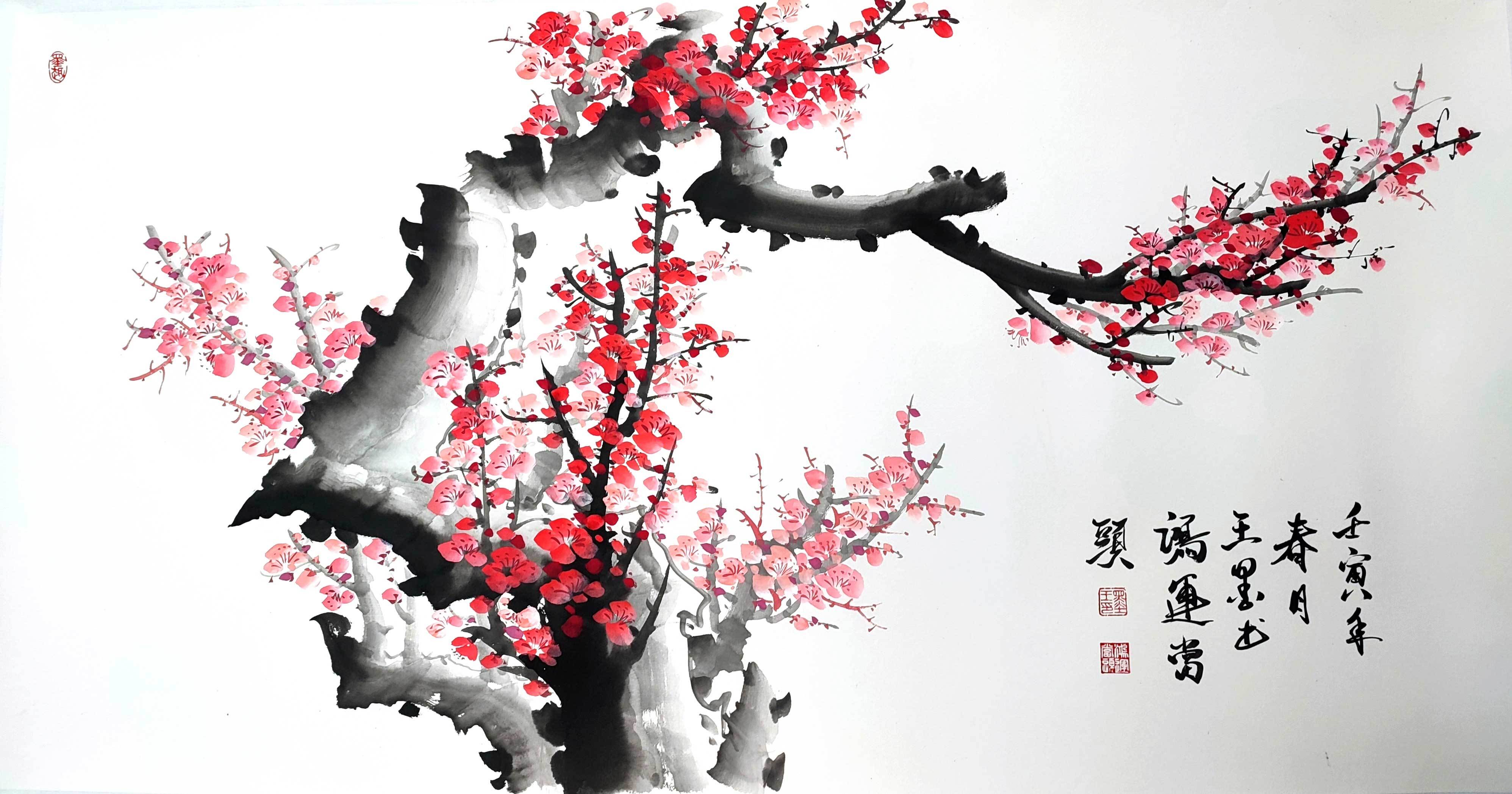 中国非物质文化遗产国画梅花传承人王墨,原名王晓恩,字氤氲,号梅痴