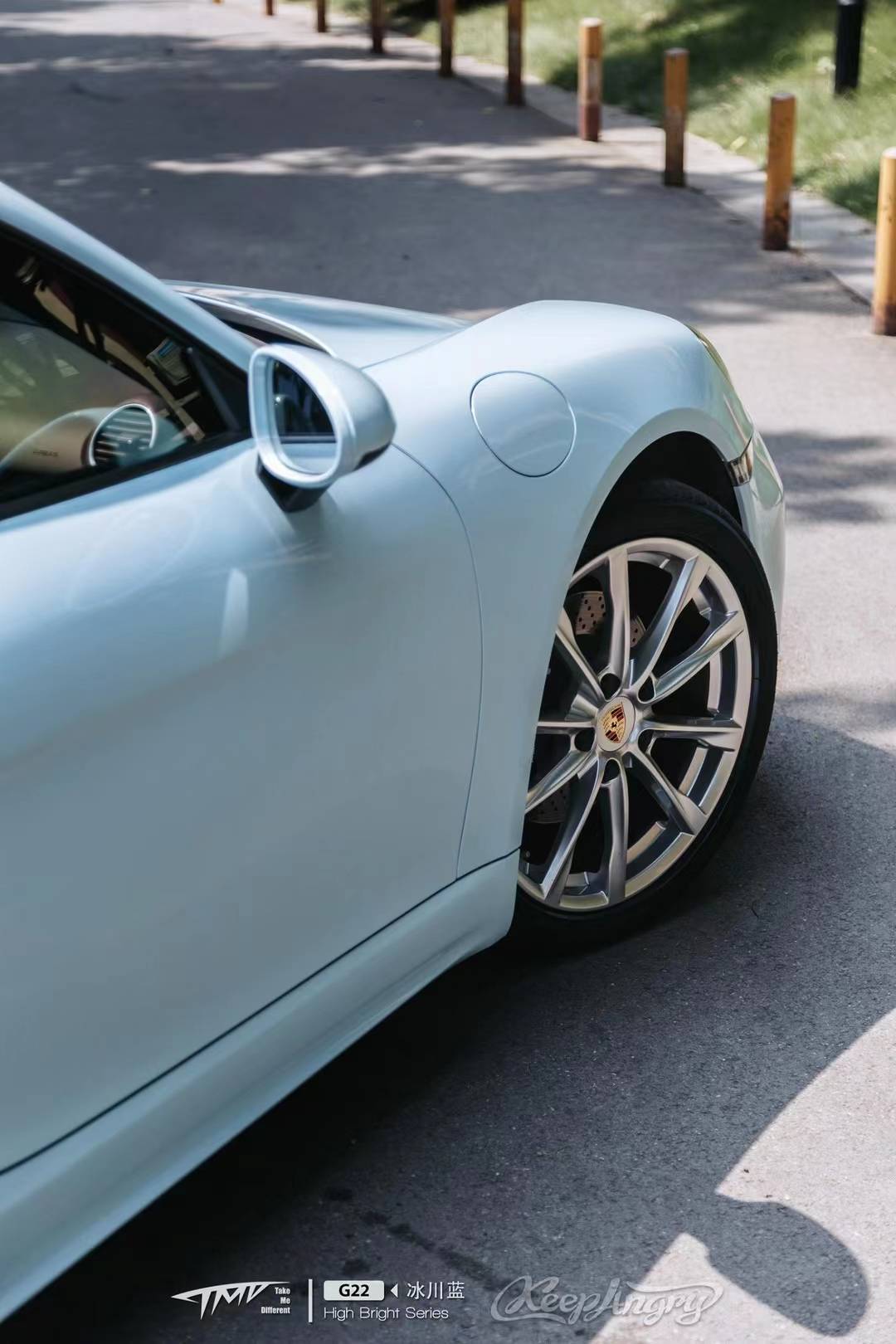 不止是贴膜的take me differenttmd潮牌车膜#冰川蓝#保时捷 718