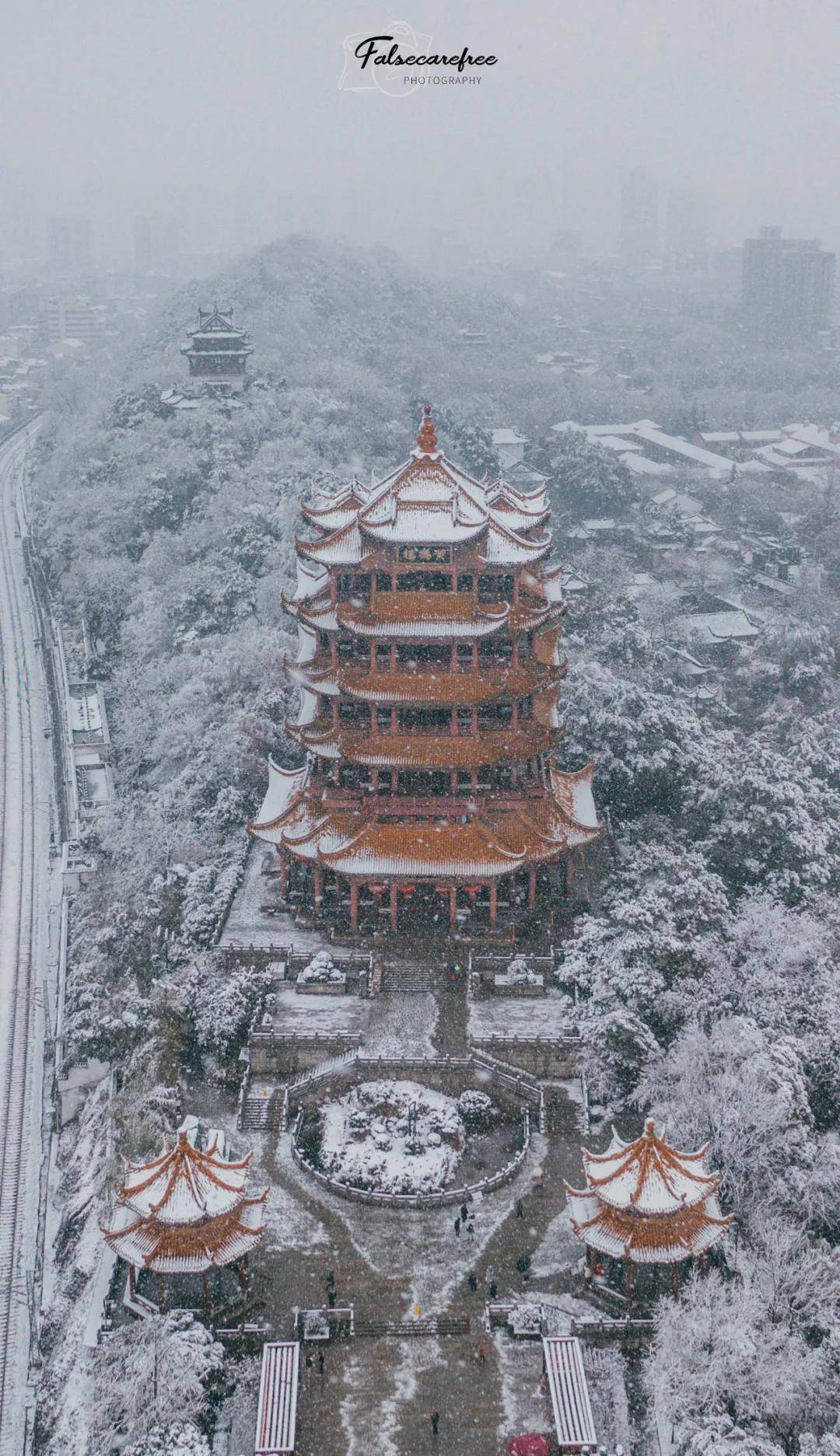 黄鹤楼各角度雪景再看亿遍