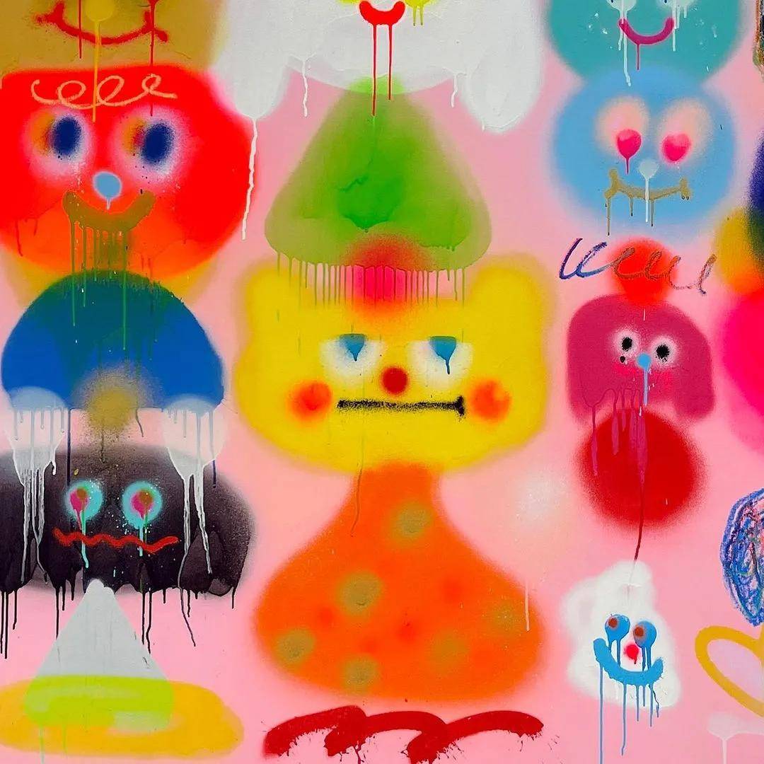 伯格曼常用各种各样的媒介进行创作,包括墨水,喷漆,数码后期等等.