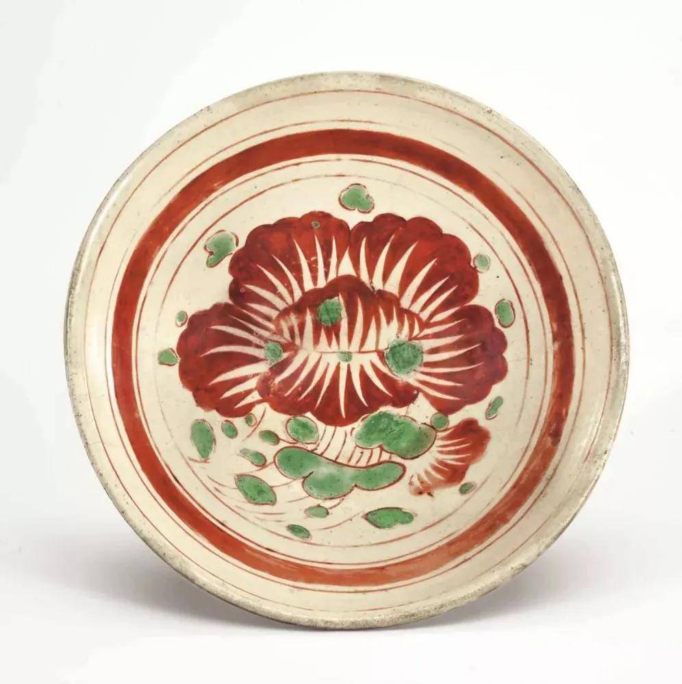 原创逸美术馆鲜艳恣意元明红绿彩王羲之爱鹅纹梅瓶图像研析