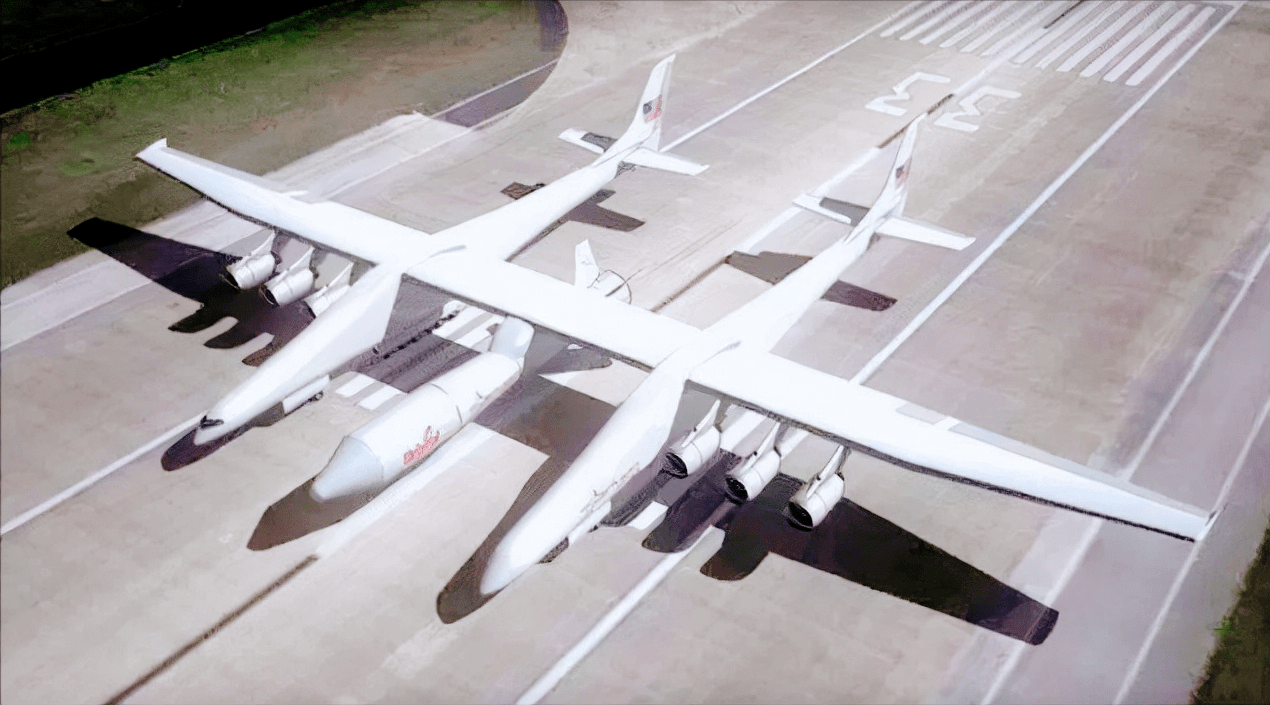 原创世界上最大的双体飞机翼展117米重超226吨能运输火箭上太空