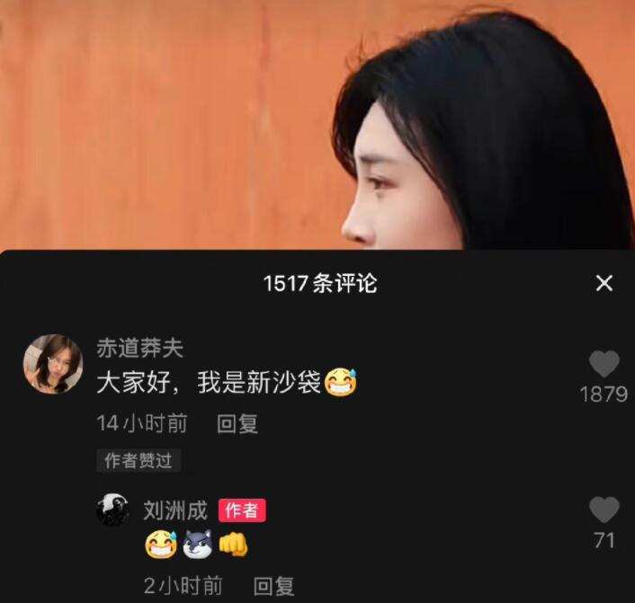 女朋友还积极地在视频底下和刘洲成一起互动,大胆介绍自己是"新沙袋"