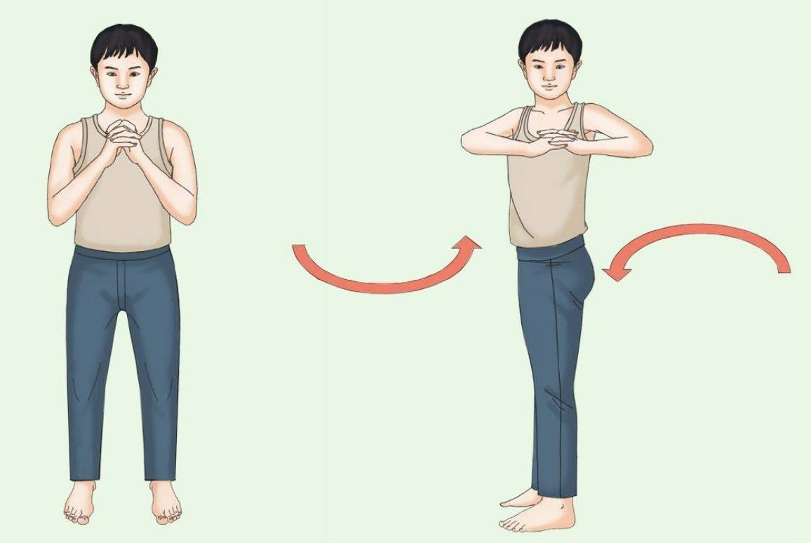 (6)自然站姿,双臂自然垂于两侧,放松手腕后,用力抖动手臂和手腕.