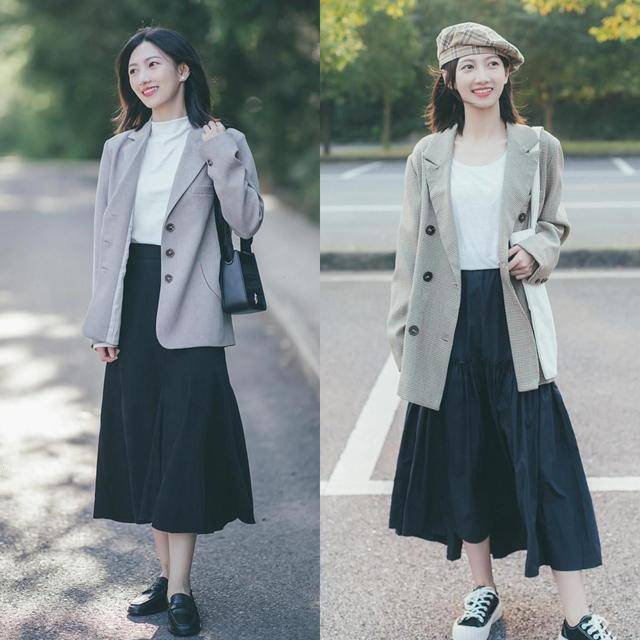 "西装 半身裙"的搭配技巧tips1,注意"西装"的长度解决了搭配的步骤,接