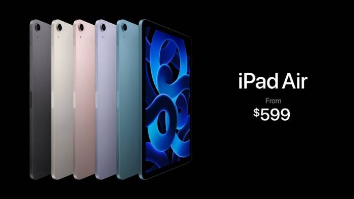 mini|苹果推出内置M1处理器、支持5G和多种色泽的第五代iPad Air