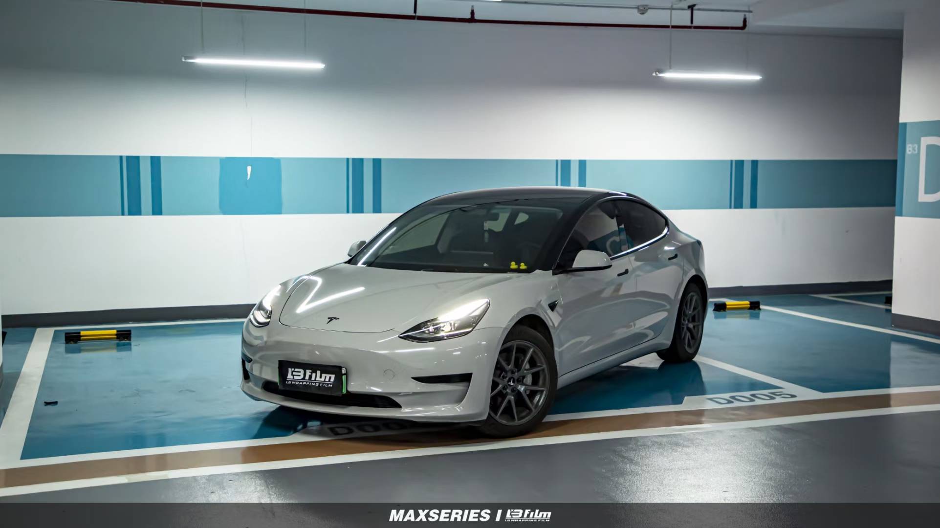 特斯拉model3全车lbfilm改色膜原厂漆哑灰