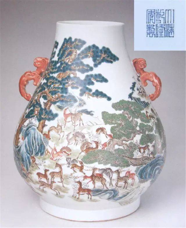 乾隆年制款 粉彩鹿耳大尊 高さ49cm 特大 ウブ品 入手困難 WWTT289 乾隆年制款 粉彩鹿耳大尊 高さ49cm 特大 ウブ品 入手困難 WWTT289