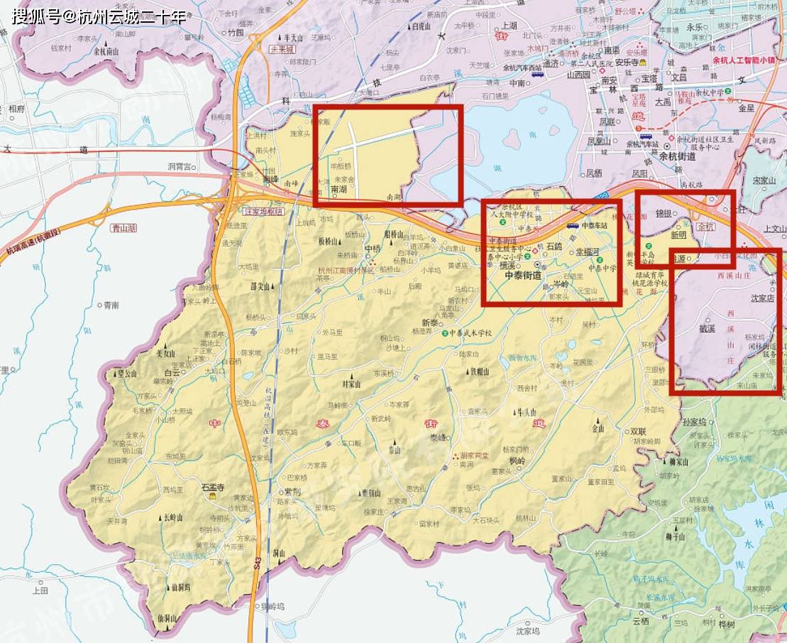 杭州市余杭区新版行政区划图,拆分开来了解一下_街道_五常_瓶窑镇