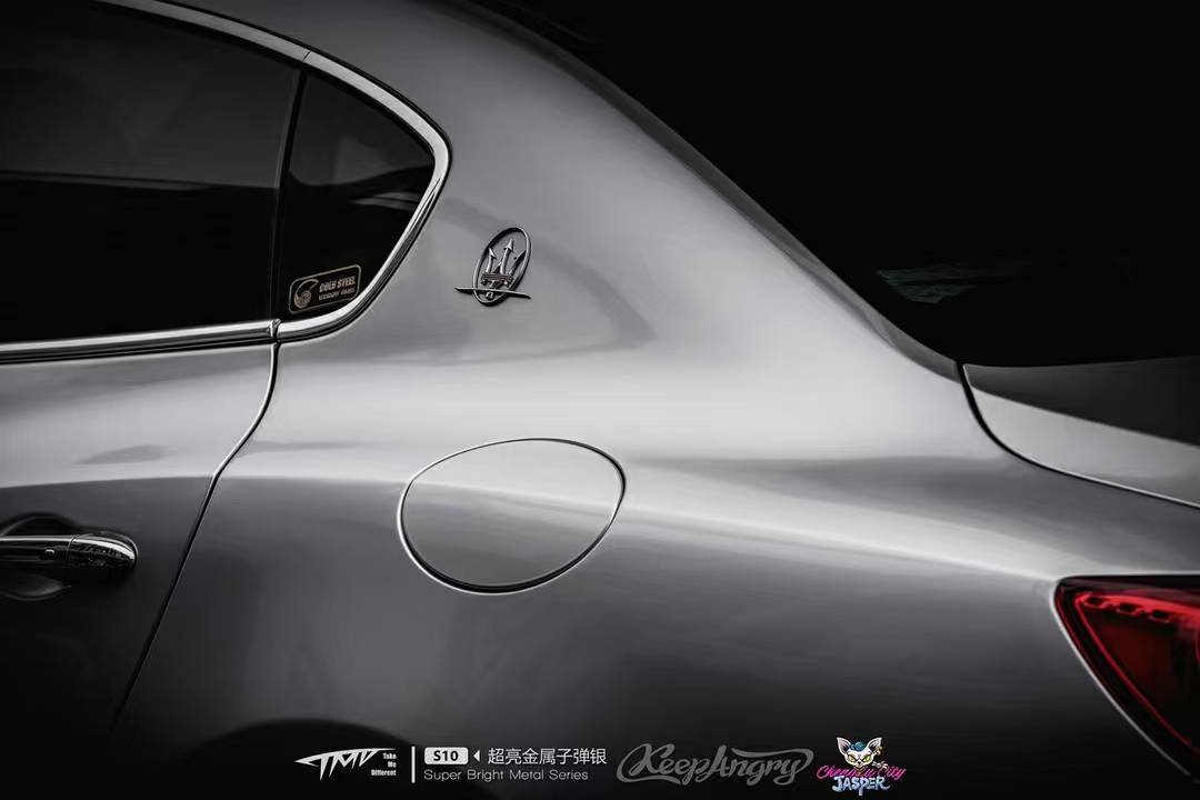 玛莎拉蒂总裁tmd潮牌改色膜超亮金属子弹银_银色_浪花_梦想