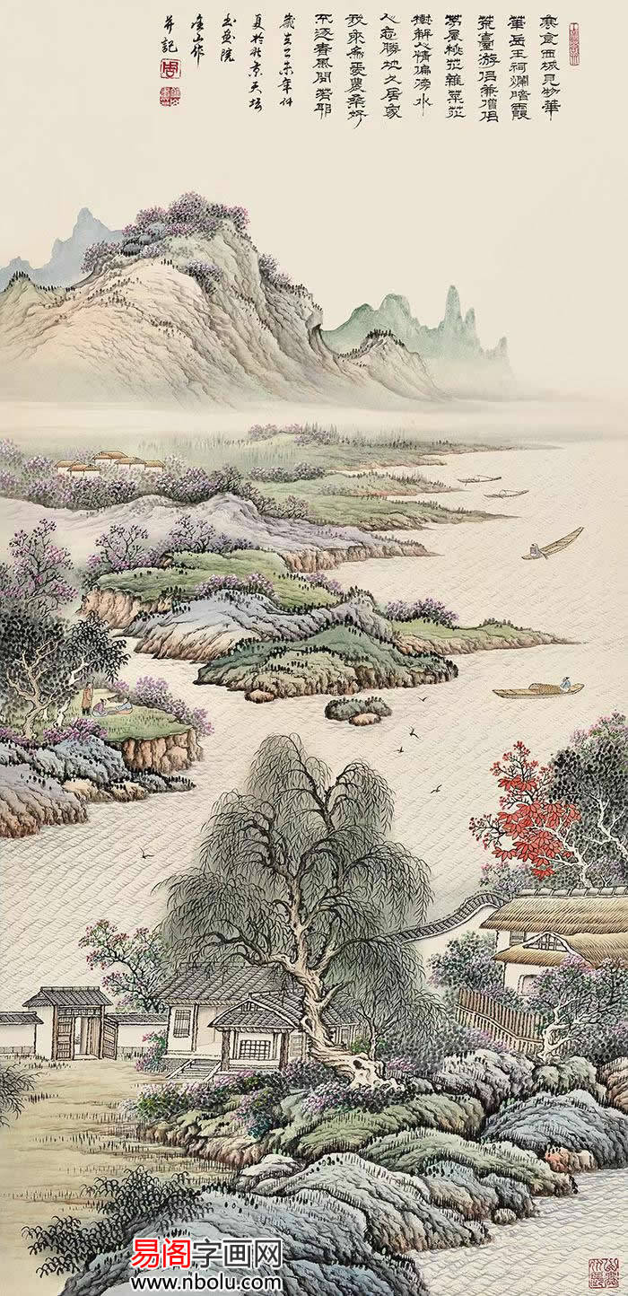 周金山工笔山水精致古雅高洁超逸