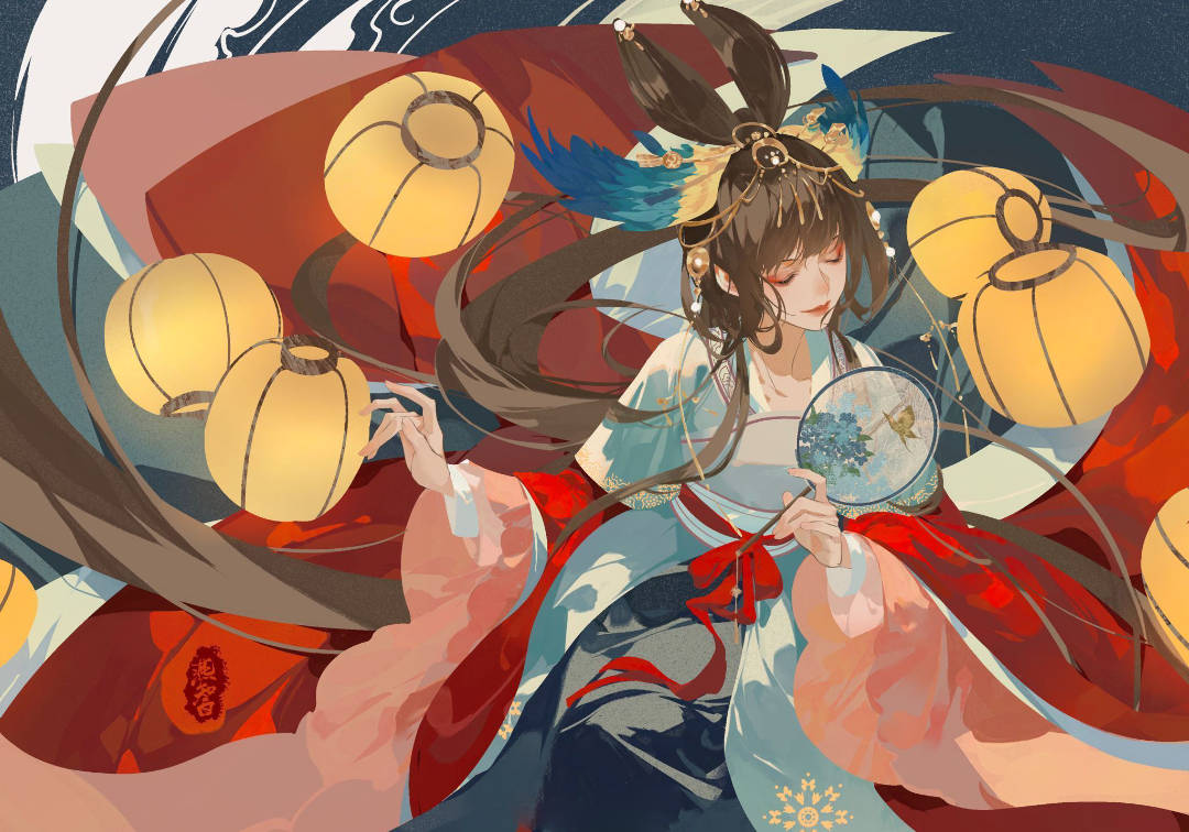 生动美艳的古风美女同人插画将诗词中的意境融入画中故事感强