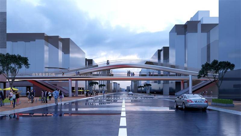 青岛台东商业街打造新地标重建台东三路过街天桥外观设计时尚
