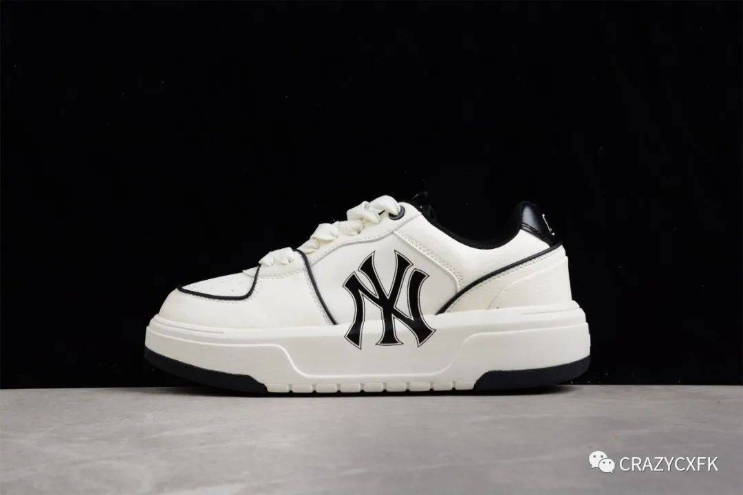 学长鞋mlbchunkylinernewyorkyankees白黑ny印花厚底轻量运动鞋