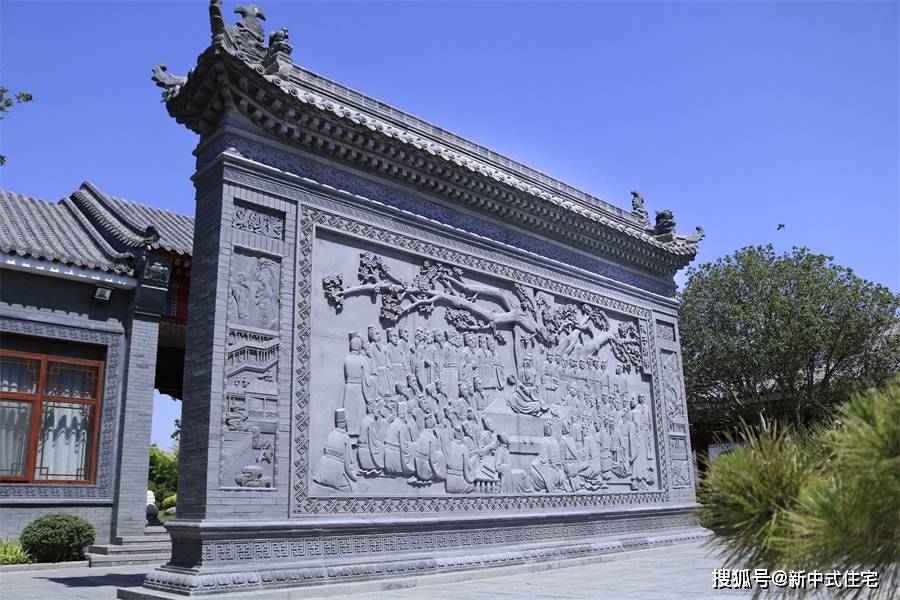 中式照壁图案效果图庭院大门内影壁墙