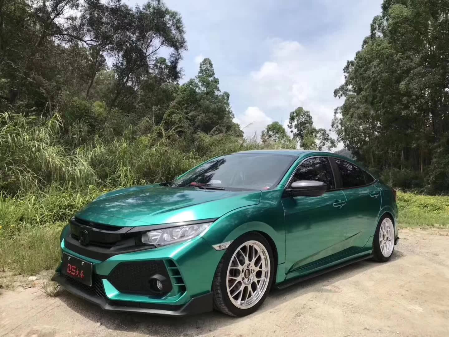 回头率百分百,本田思域超亮金属祖母绿改色膜 skto_搜狐汽车_搜狐网