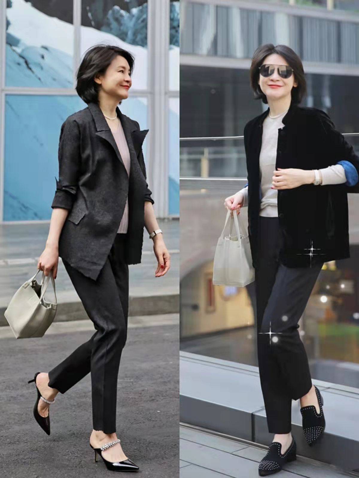 原创5060岁的女人春季穿衣懂得颈部留白更时髦既优雅又显瘦