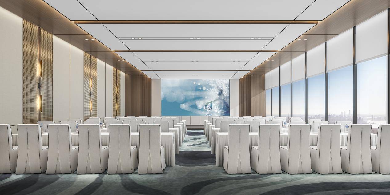 会议室▲会议室空间所有到的材质是冲孔吸音板和墙布软包,需要考虑