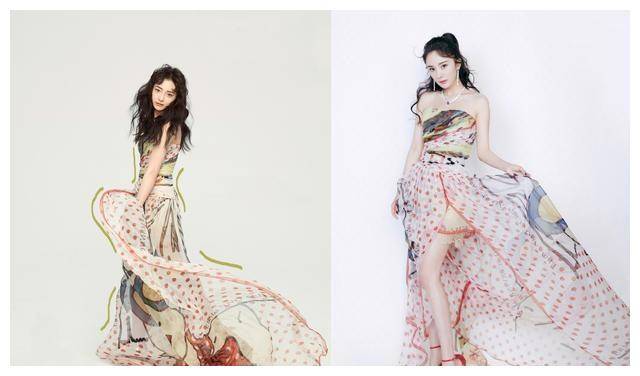 周洁琼气质真不错穿抹胸裙配爆炸头撞衫杨幂也不输美貌