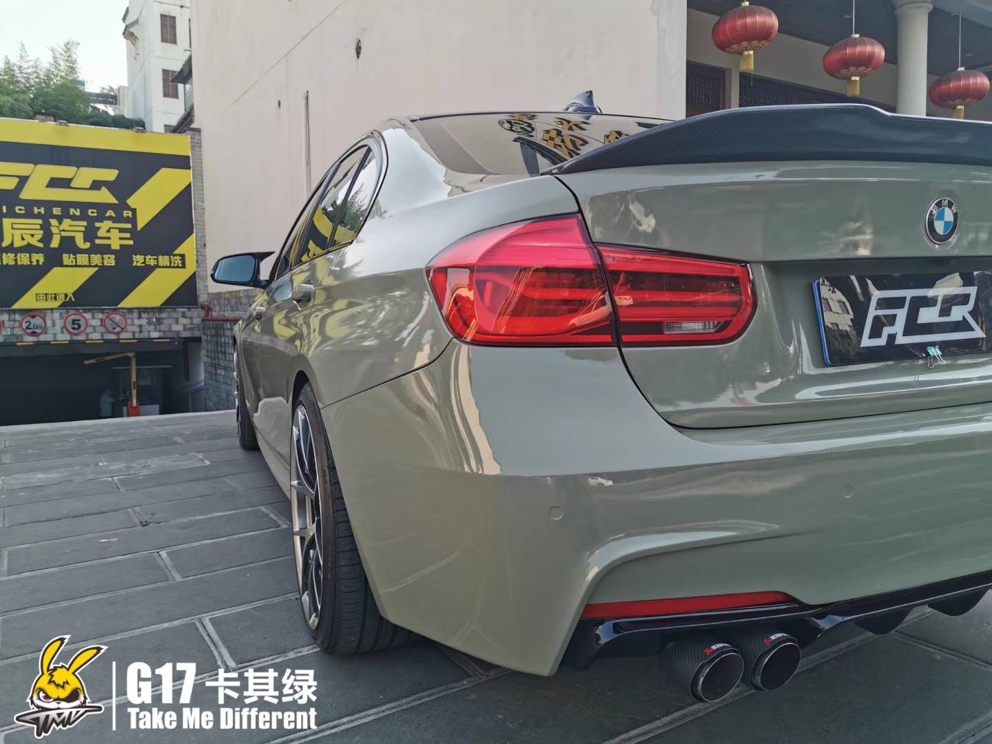 宝马3系tmd潮牌改色膜卡其绿_卡其