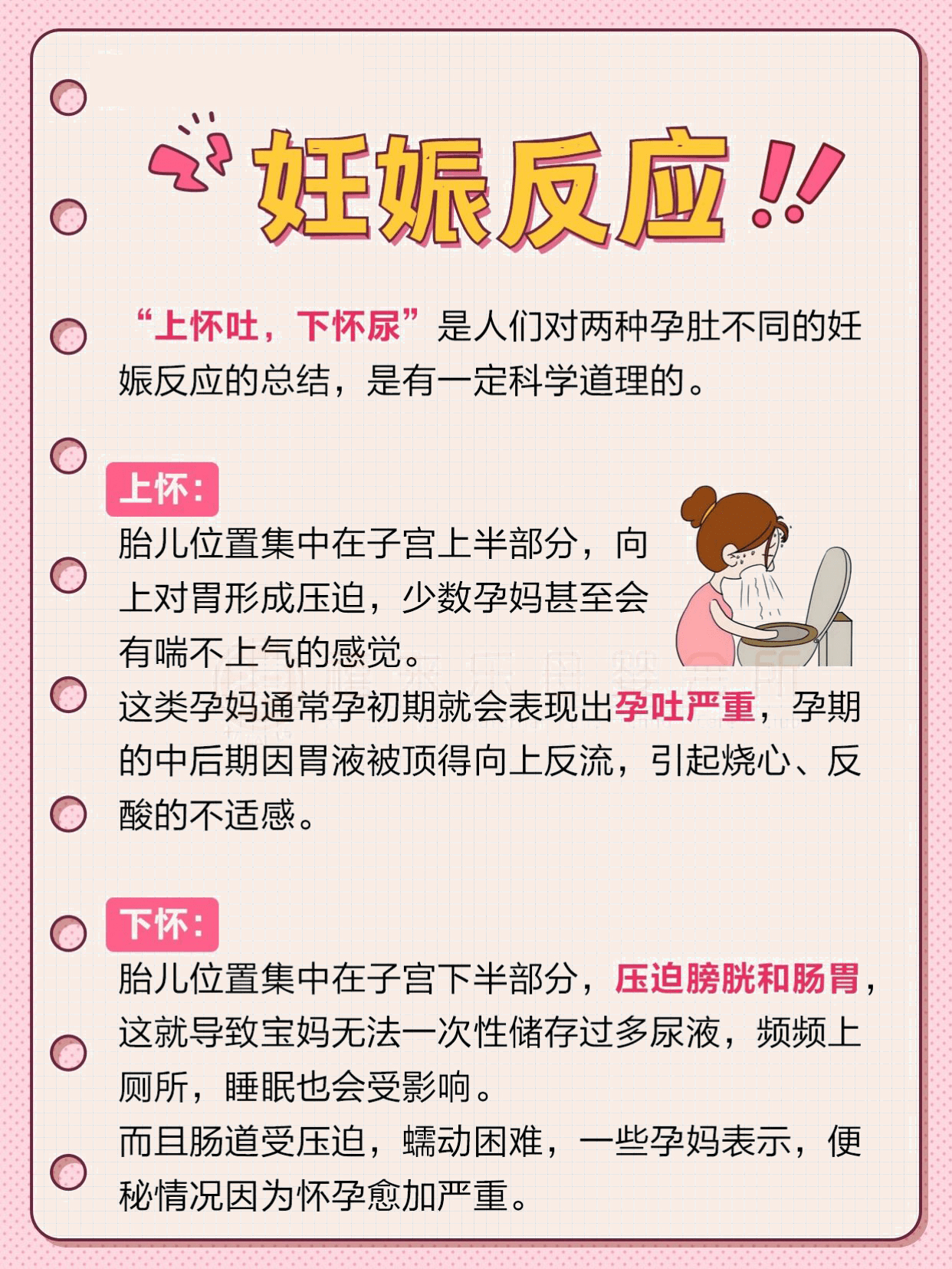 上懷:因為向上的壓迫,孕媽在孕後期常會感到呼吸困難,睡覺時可採取左