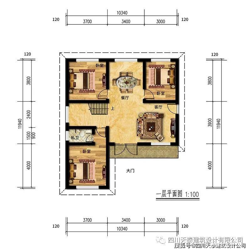 四川自贡二层苏式风格自建房设计 占地90平方农村小别墅图纸