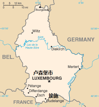 卢森堡地图位置图片