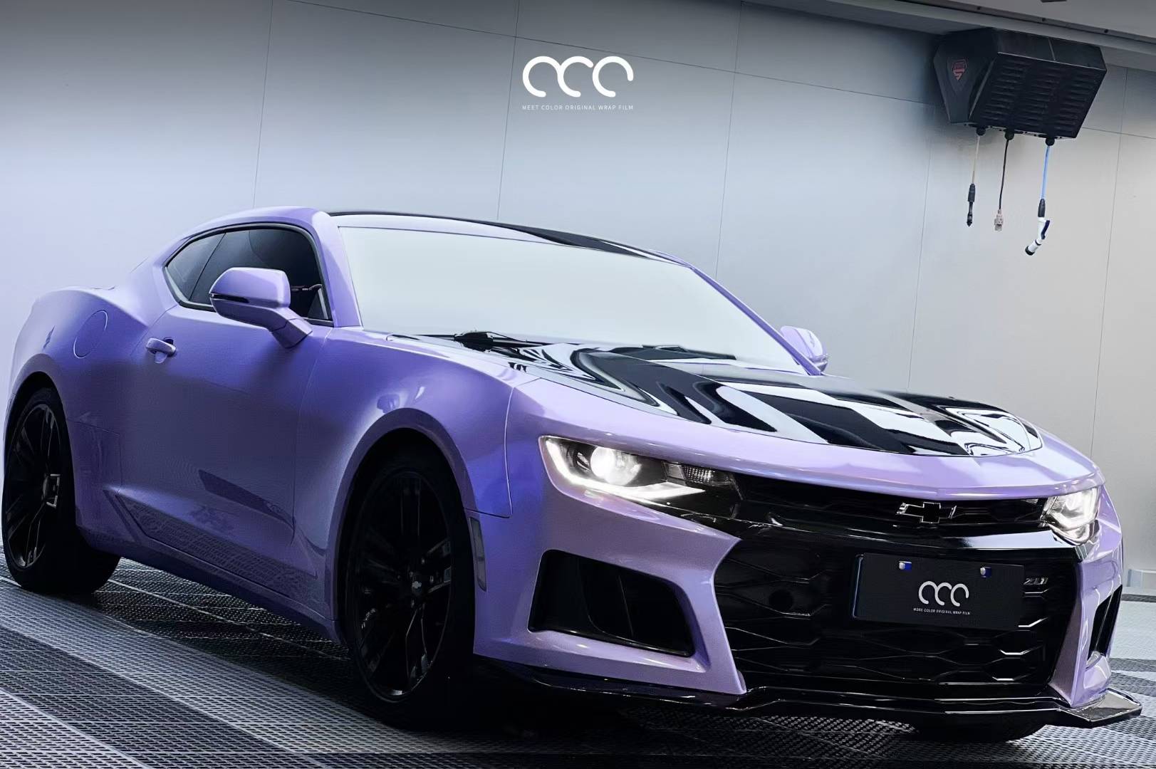 雪佛兰科迈罗漫彩改色膜pet渐变亮面银幻紫