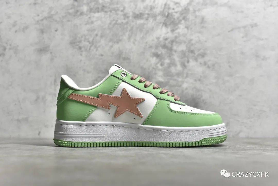 原宿潮流安逸猿bapestarpastelcolor马卡龙绿粉闪星低帮复古运动板鞋