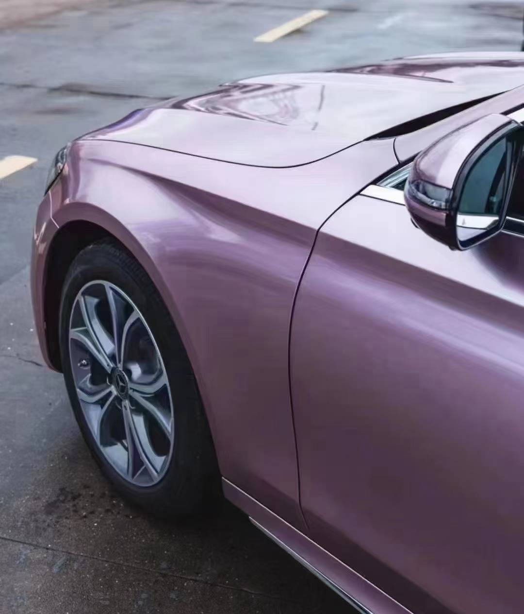 奔驰skto改色膜亮面消光激情粉