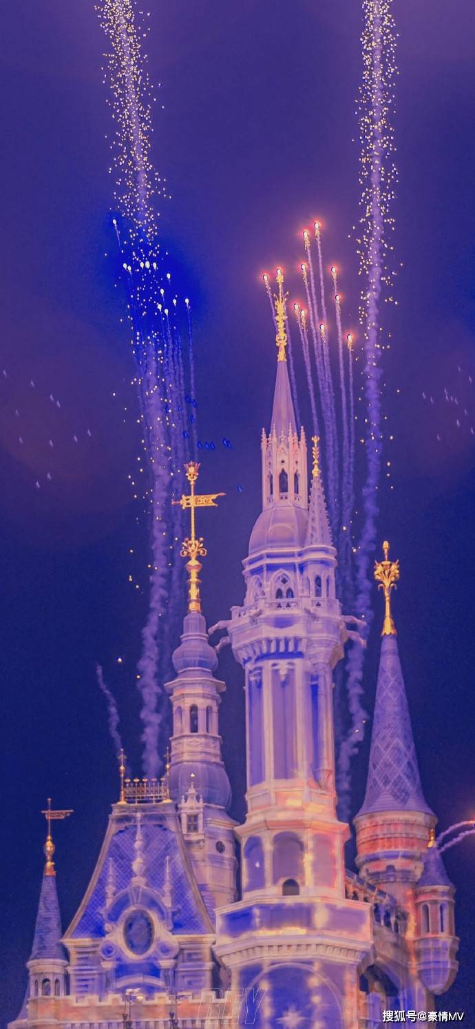 迪士尼烟花城堡背景图图片