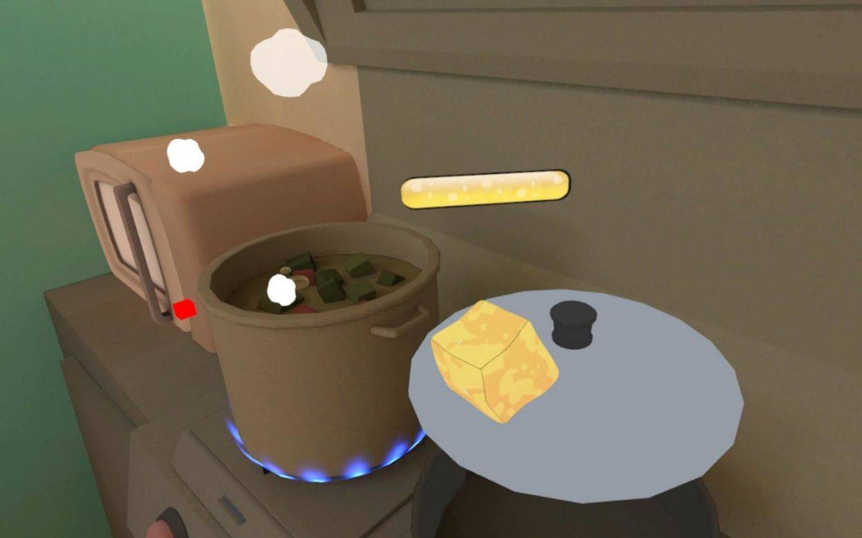 在游戏里玩家化身成为一块小黄油,在厨房,快餐店等各种常见场景里