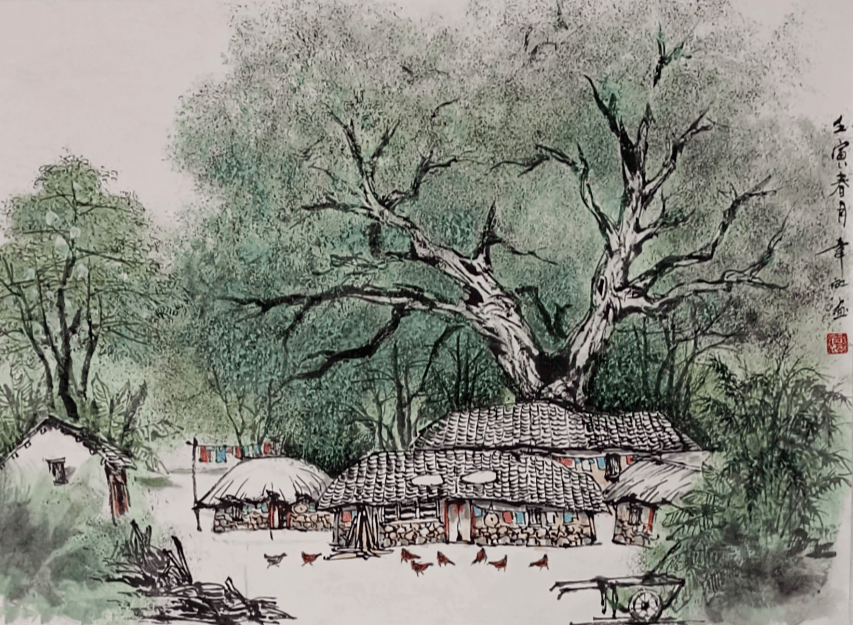 海南乡土风情之山村牧歌韦虹作品欣赏