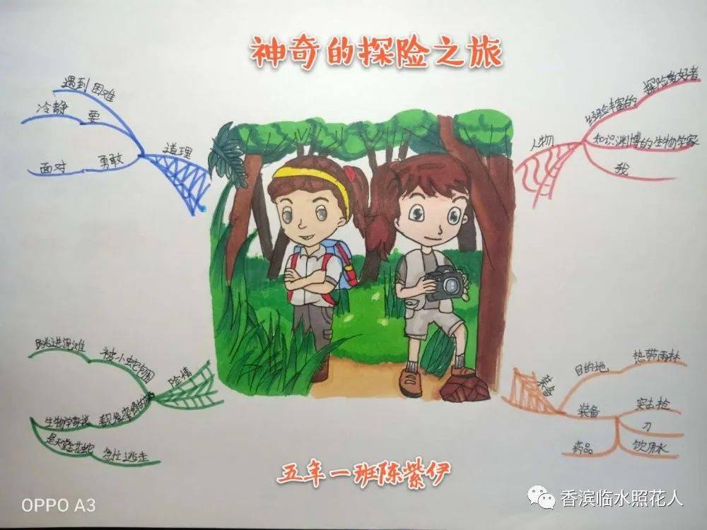 【思维导图"画"作文】倪可瑞《神奇的探险之旅》(十一)统编五下六单元