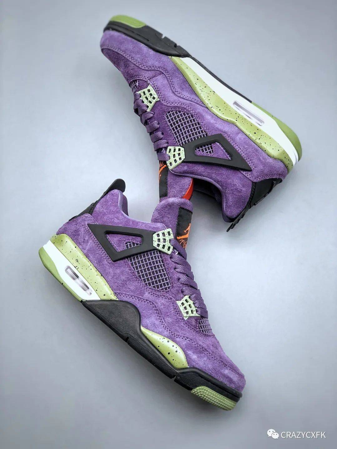 乔丹air jordan 4 canyon purple 峡谷紫麂皮篮球鞋_浅绿色_黑色_紫色