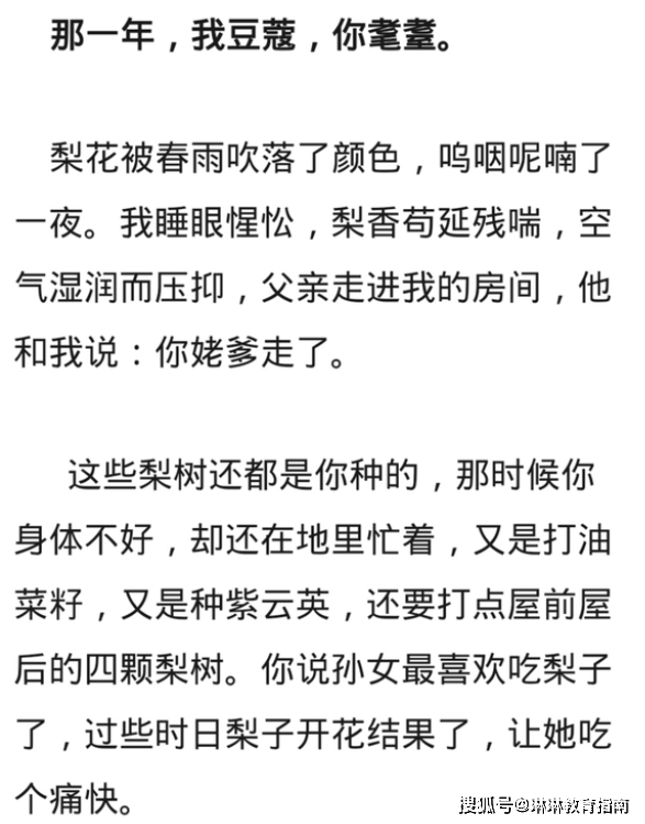 语言类满分作文《梨花语》，我豆蔻，你耄耋，让人禁不住潸然泪下