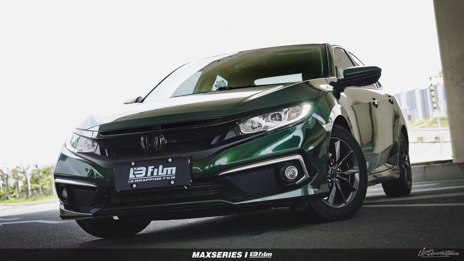 本田思域lbfilm改色膜原厂漆哥特蓝绿