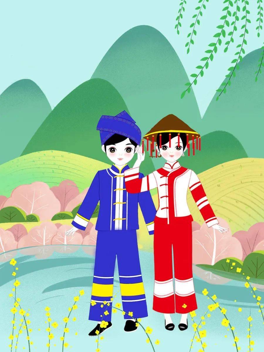 毛南族服饰卡通图片