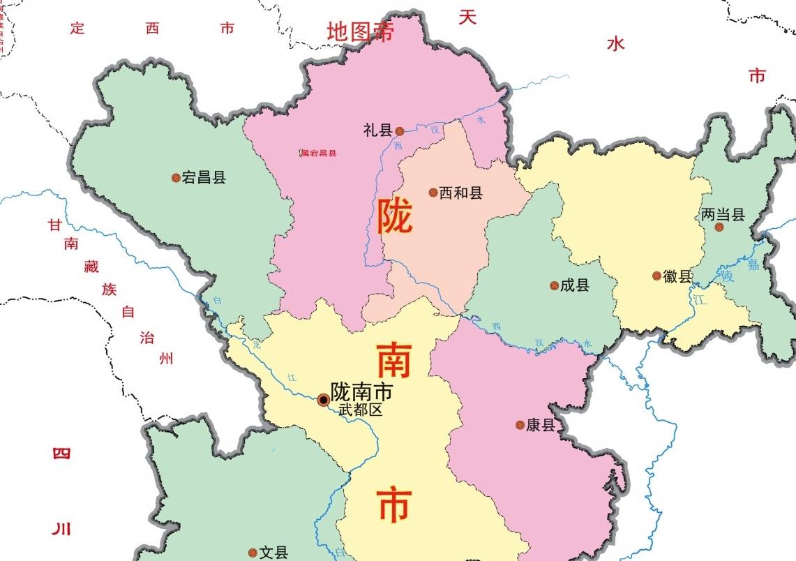 陇南在甘肃位置地图图片