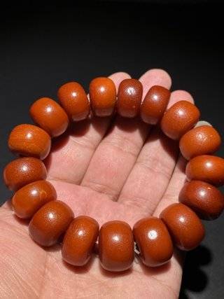 枣红皮古董老蜜蜡手串