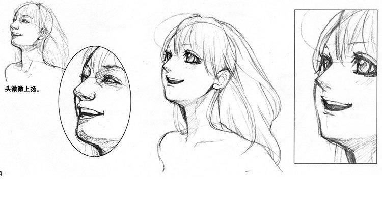 美少女漫画入门-鼻子的形状结构及绘制_仰角_鼻孔_俯角