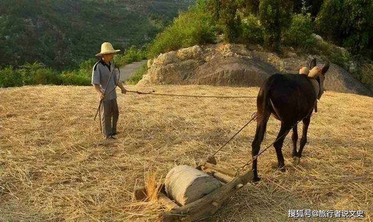 打麦子的石滚图片图片