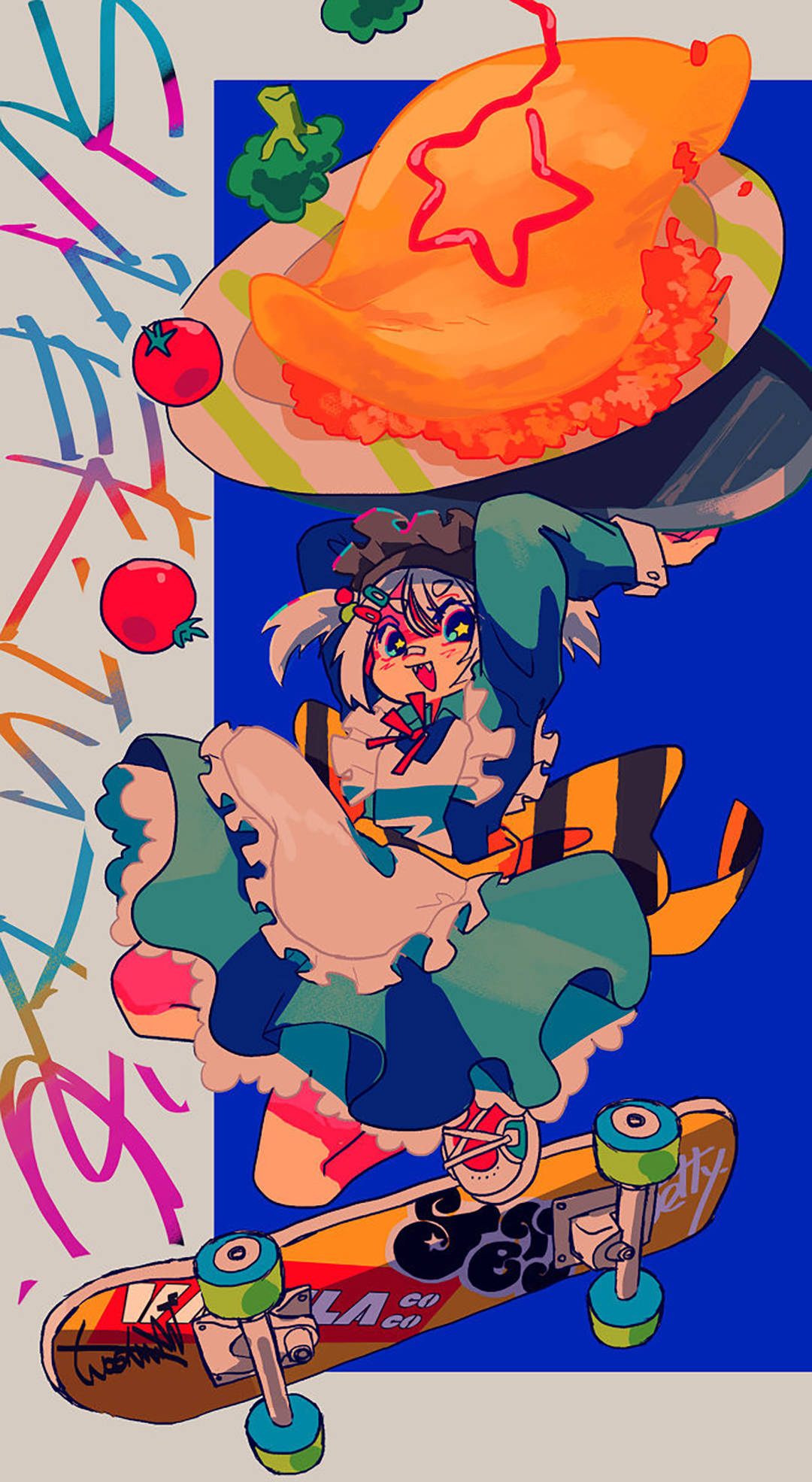 饱和度超高的涂鸦风格人物插画,鲜艳的色彩带来无限活力_作品_画面_极