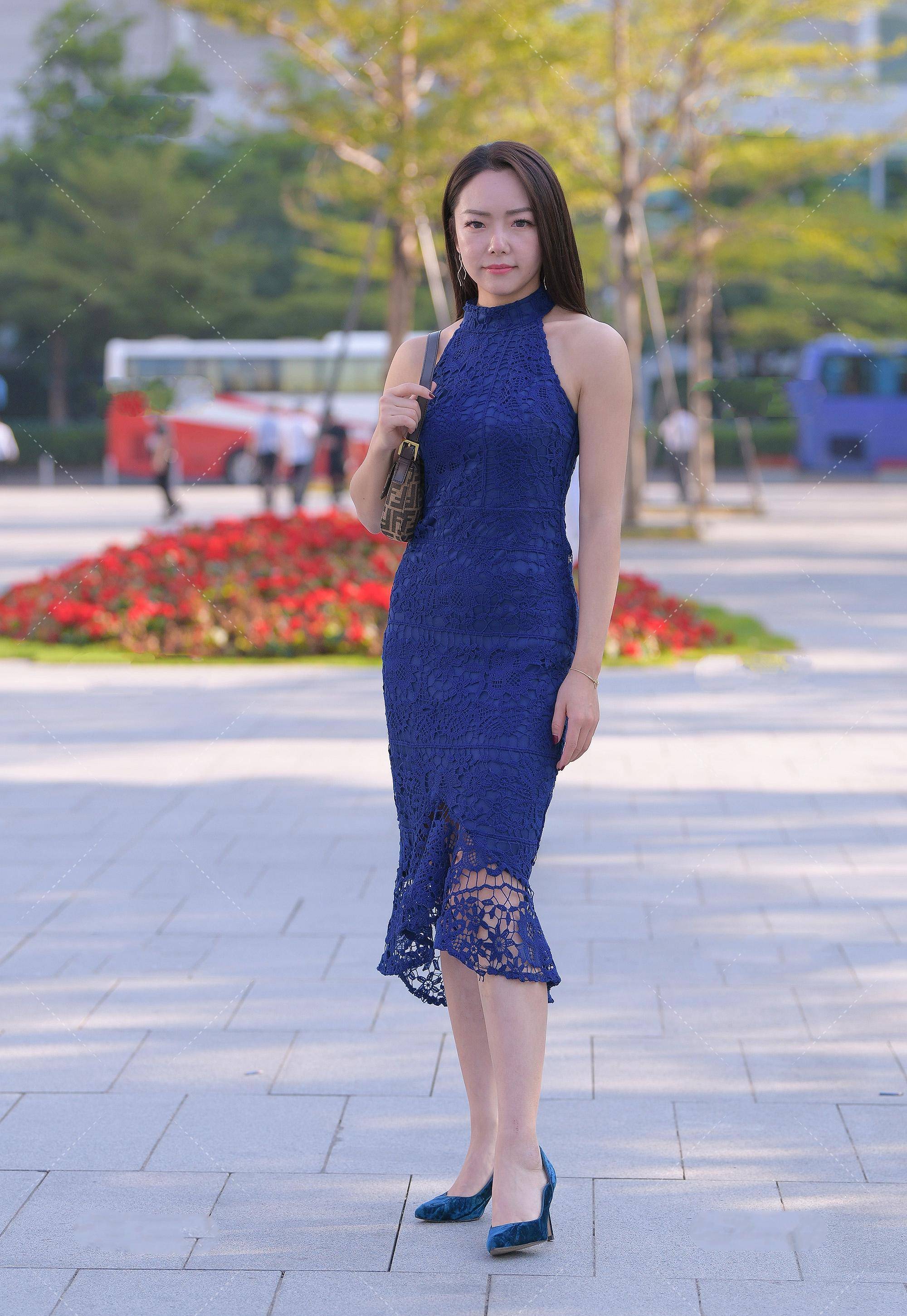 深蓝色时尚时尚鱼尾裙,优雅华丽轻盈飘逸,尽显女性美丽姿态_裙子_设计