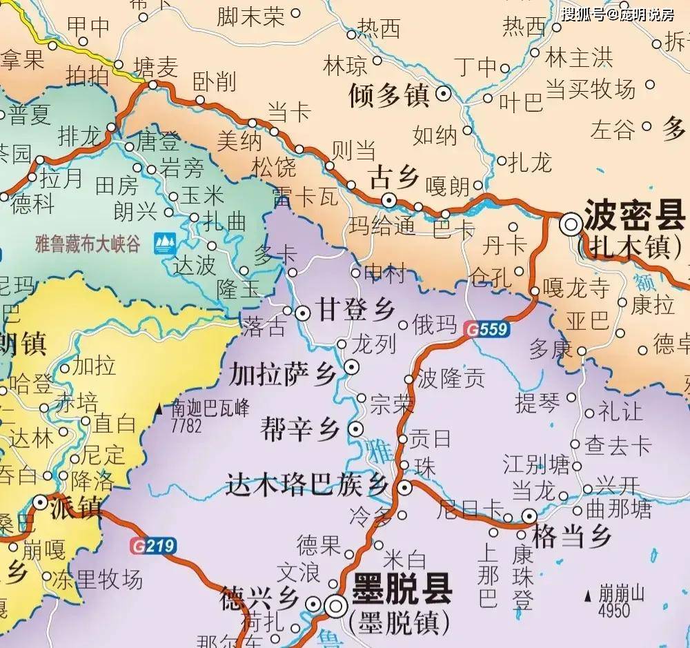 墨脱县地理位置地图图片