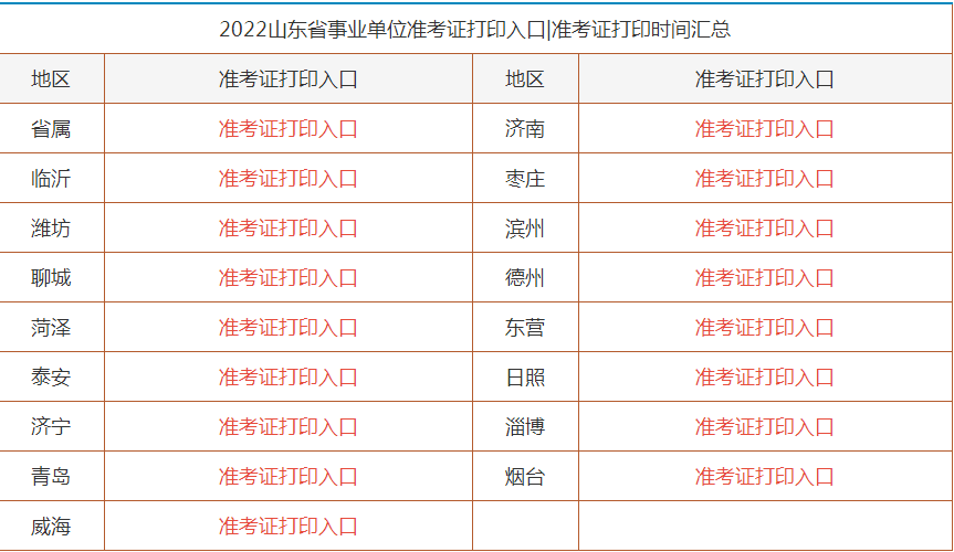 2022山東事業單位統考准考證打印入口今日開通你打印了嗎