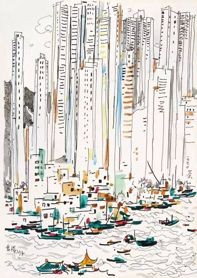 吴冠中画香港,美醉了_cm_画面_笔下