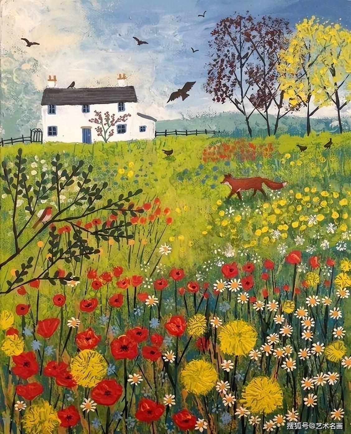 画风纯真的田园风光绘画︱英国画家Jo Grundy_手机搜狐网