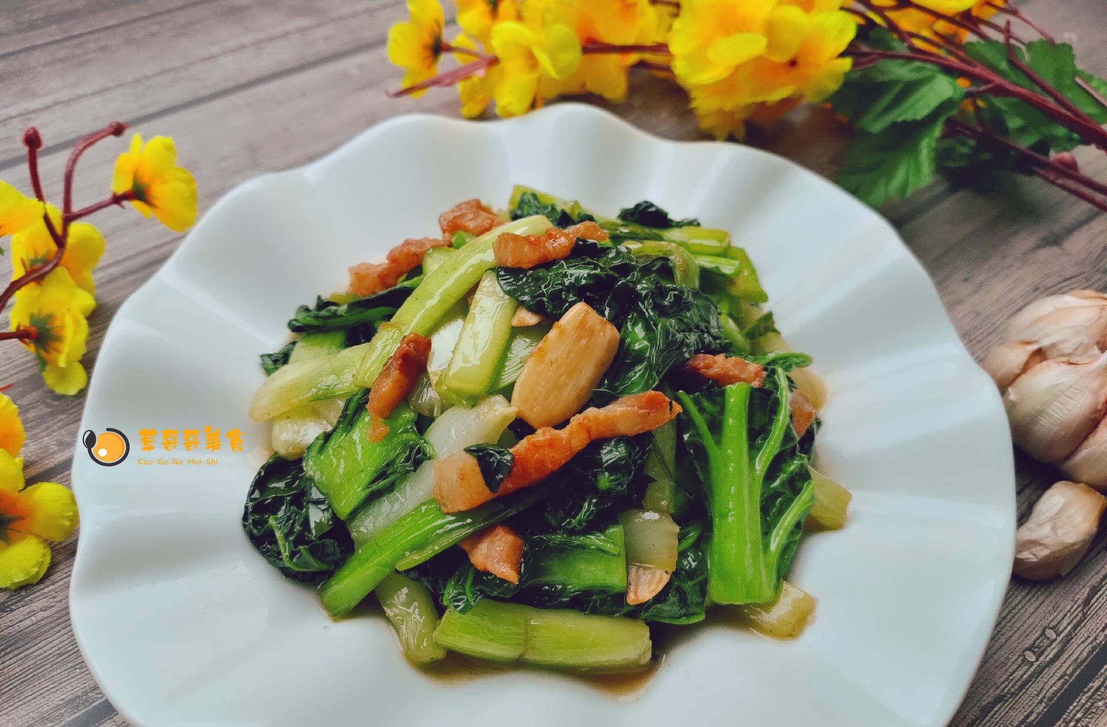 下饭家常菜腊肉丝炒油冬菜食材实惠操作简单5个步骤搞定