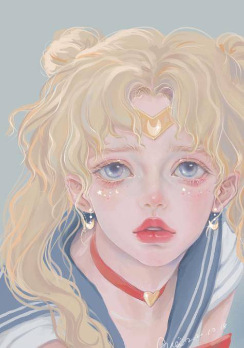 《美少女战士》全员卷发,变成清新少女,月野兔和美奈子差别很大_火野